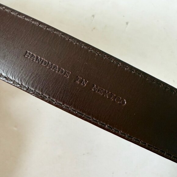 NEW Rod Patrick Mens Western Belt Dark Brown Smooth Ostrich Leather Size 46 - Picture 12 of 13